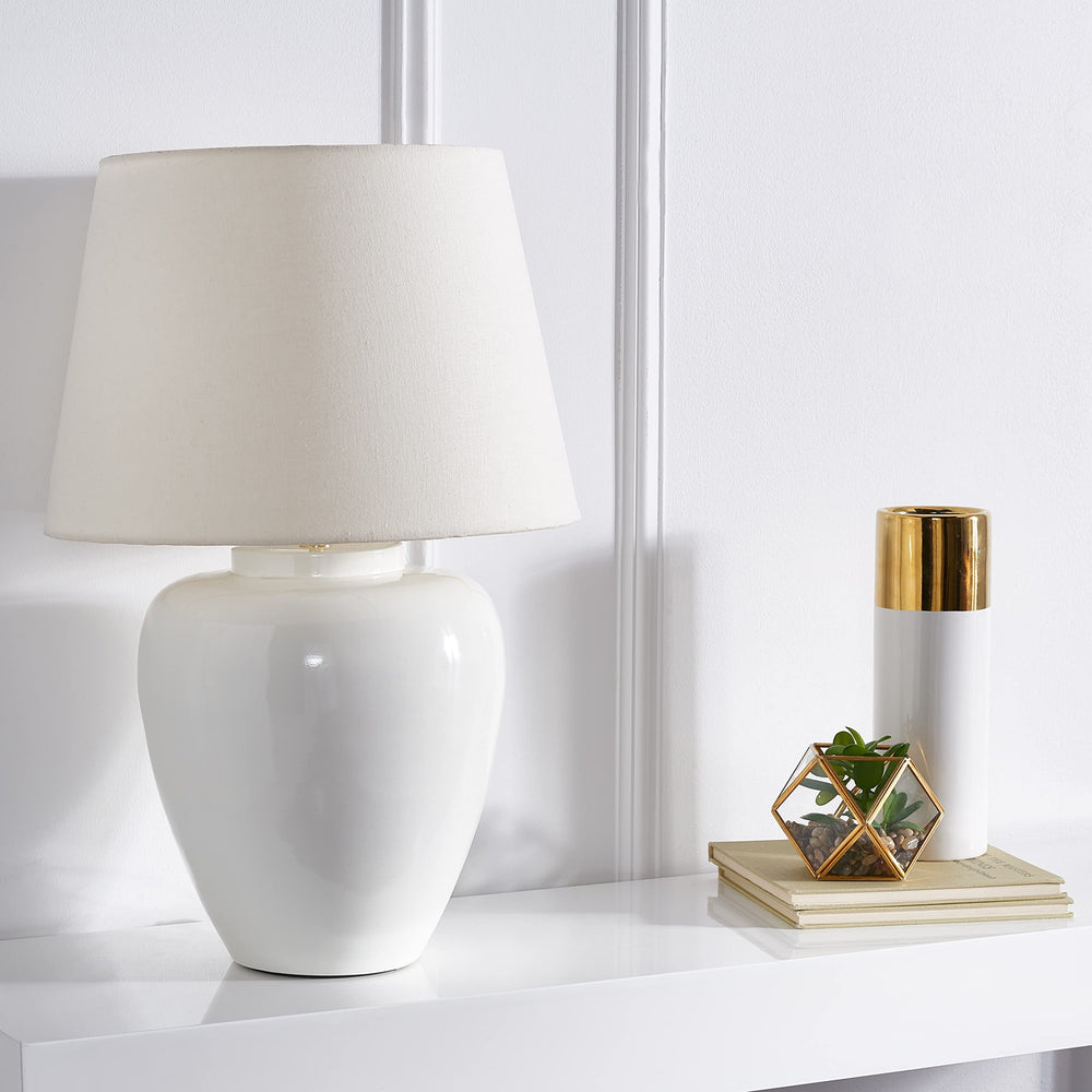 Lighting 24-inch Table Lamp 14 in. W X D 23 H Beige Modern Contemporary White - Diamond Home USA
