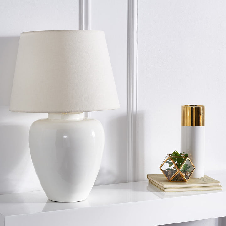 Lighting 24-inch Table Lamp 14 in. W X D 23 H Beige Modern Contemporary White - Diamond Home USA