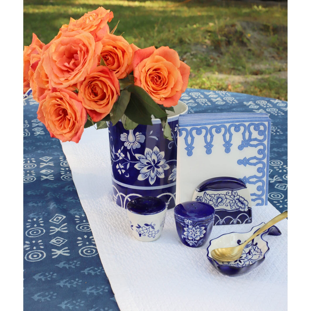 Euro Blue Garden Table Accessory Set (Salt And Pepper Shakers Napkin Holder) 4.5 - Diamond Home USA