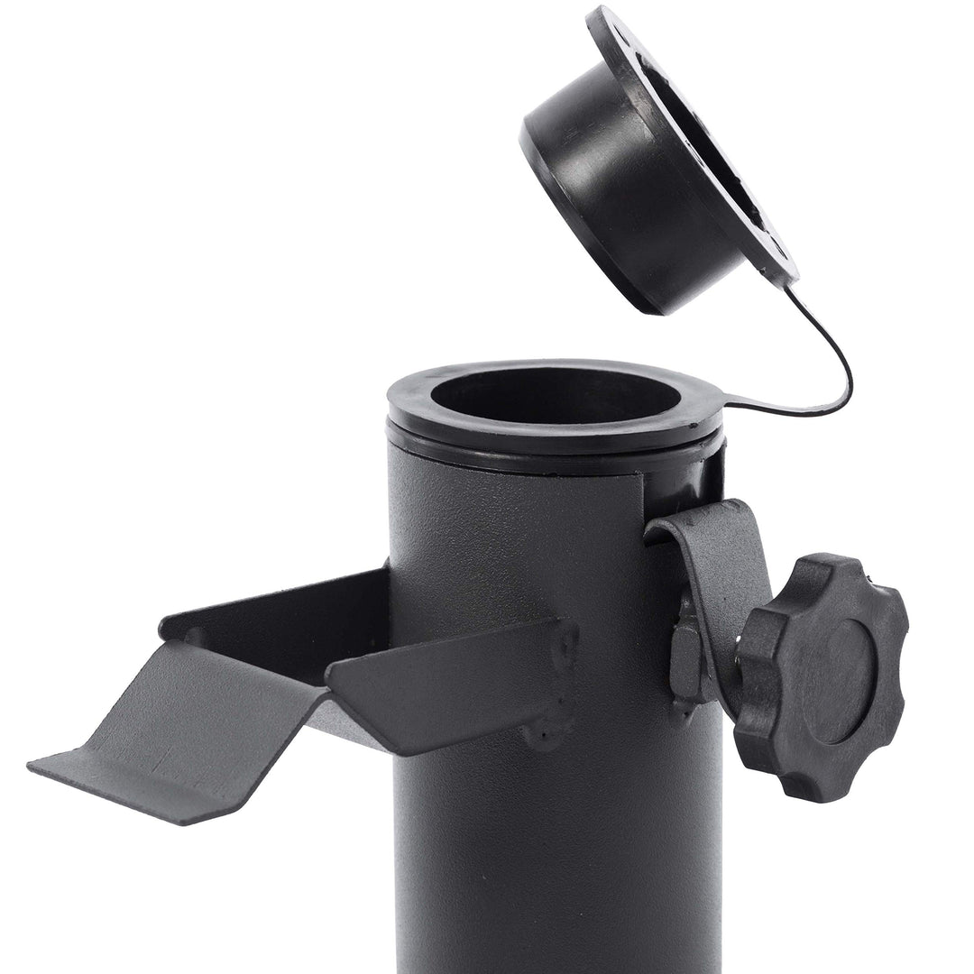 Outdoor Weather Resistant Balcony Clamp Umbrella Holder Black Round Metal - Diamond Home USA