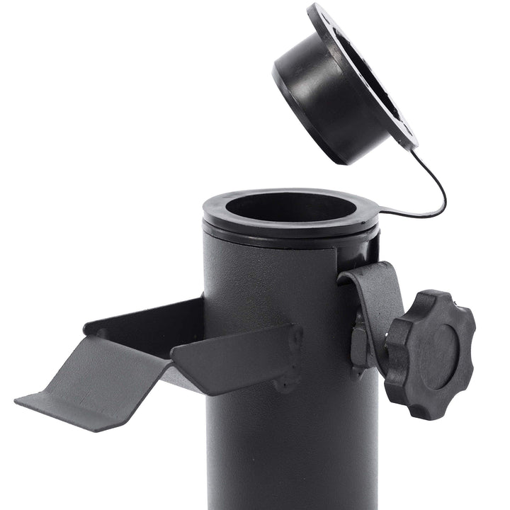 Outdoor Weather Resistant Balcony Clamp Umbrella Holder Black Round Metal - Diamond Home USA