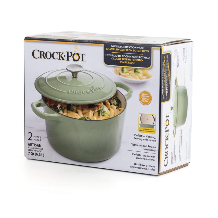 Classics 2 Piece 7 Qt Enamel Cast Iron Dutch Oven in Green Enameled - Diamond Home USA