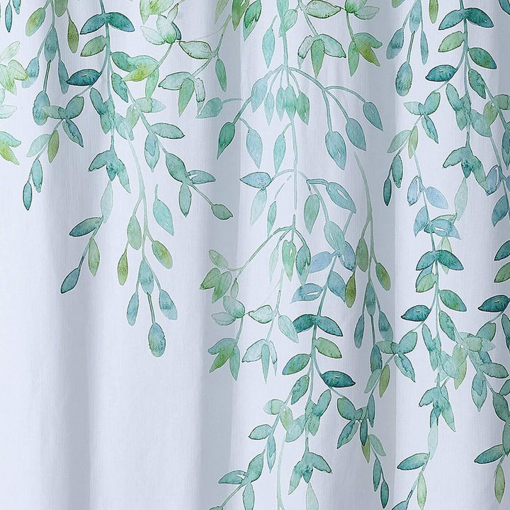 Shower Curtain White Botanical Modern Contemporary Cotton Blend - Diamond Home USA