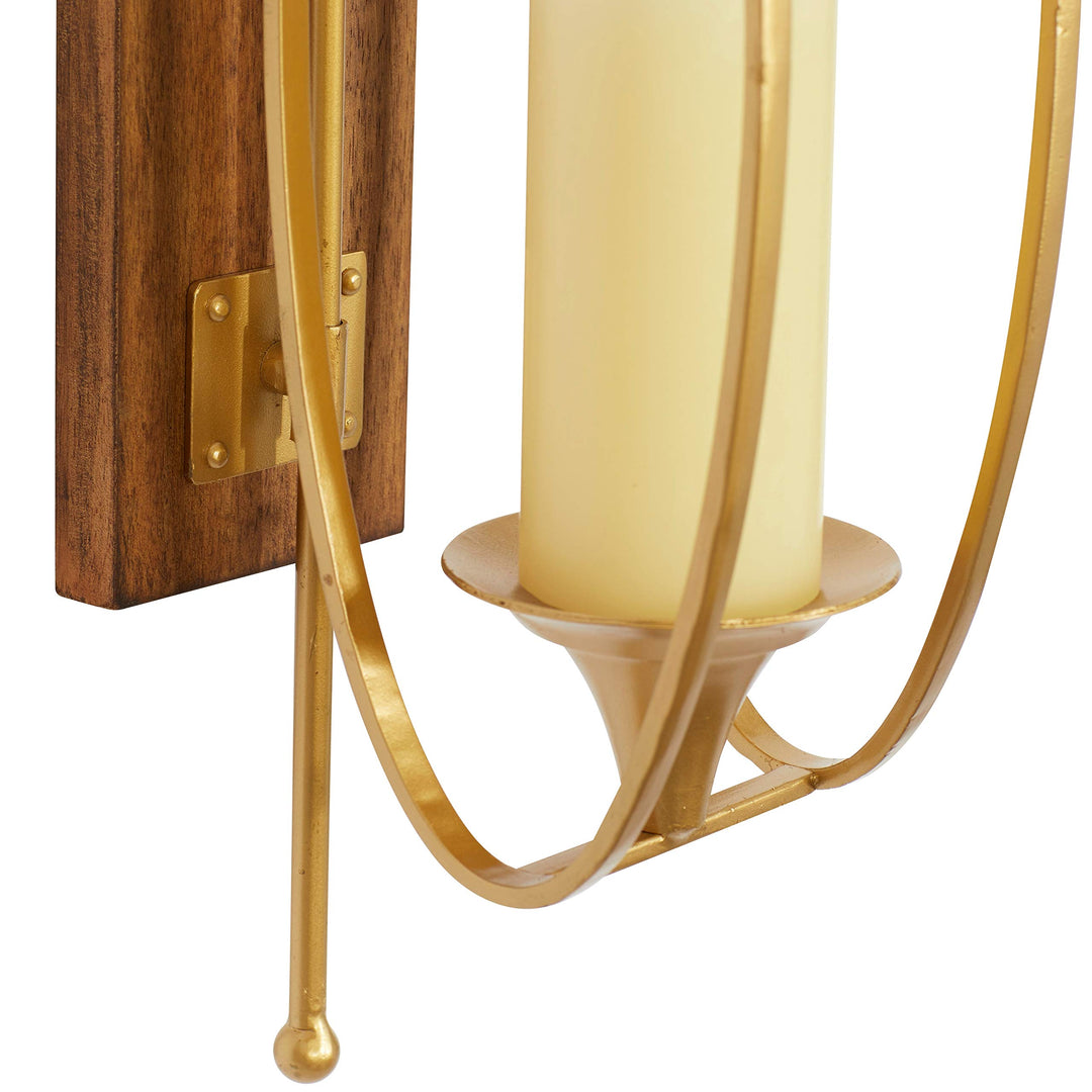Glam Gold Metal and Wood Wall Sconce 24 X 6 8 Brown - Diamond Home USA