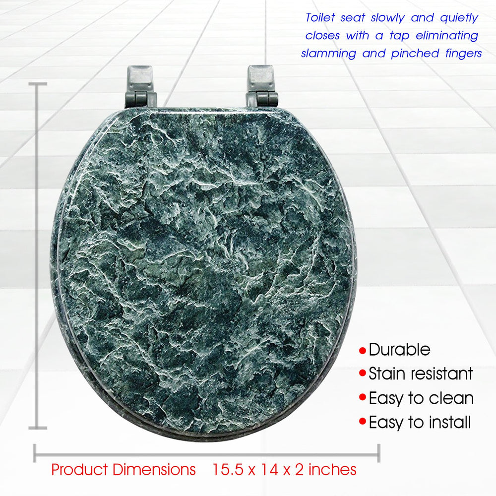 Trimmer Marblized Molded Wood Toilet Seats Faux- Painting in Green - Diamond Home USA