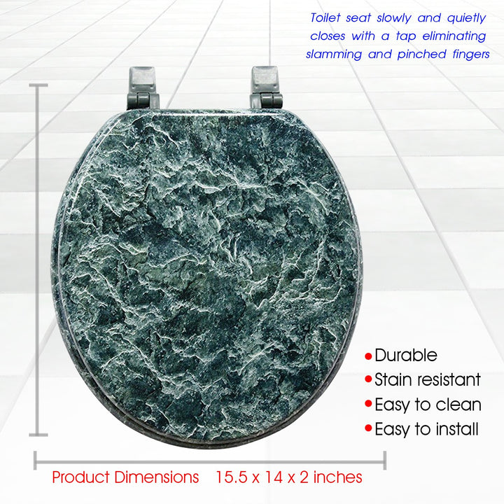 Trimmer Marblized Molded Wood Toilet Seats Faux- Painting in Green - Diamond Home USA
