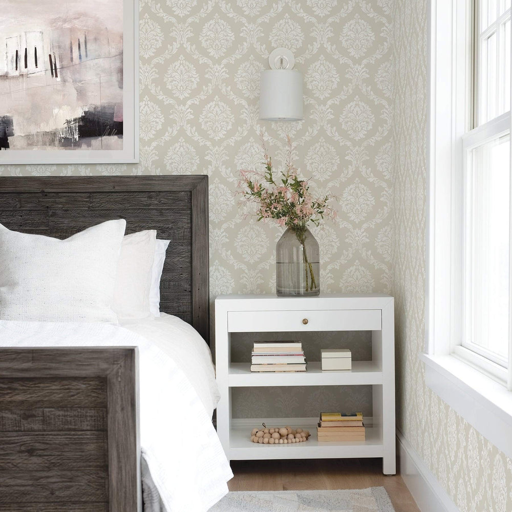 Grasscloth Wallpaper 20.5 in X 33 Ft = About 56.4 Square Feet Beige Vinyl - Diamond Home USA