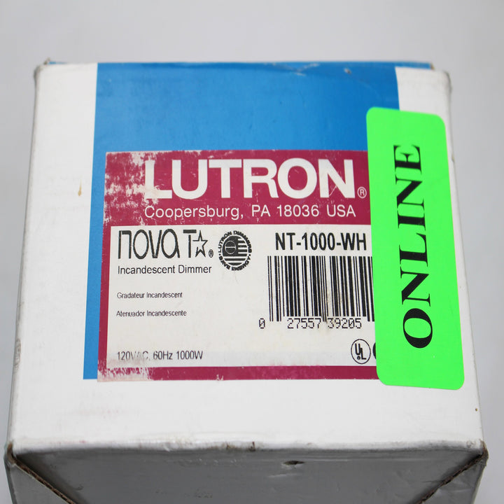 Lutron NT-1000-WH Lighting Dimmer 1000W See Image - Diamond Home USA