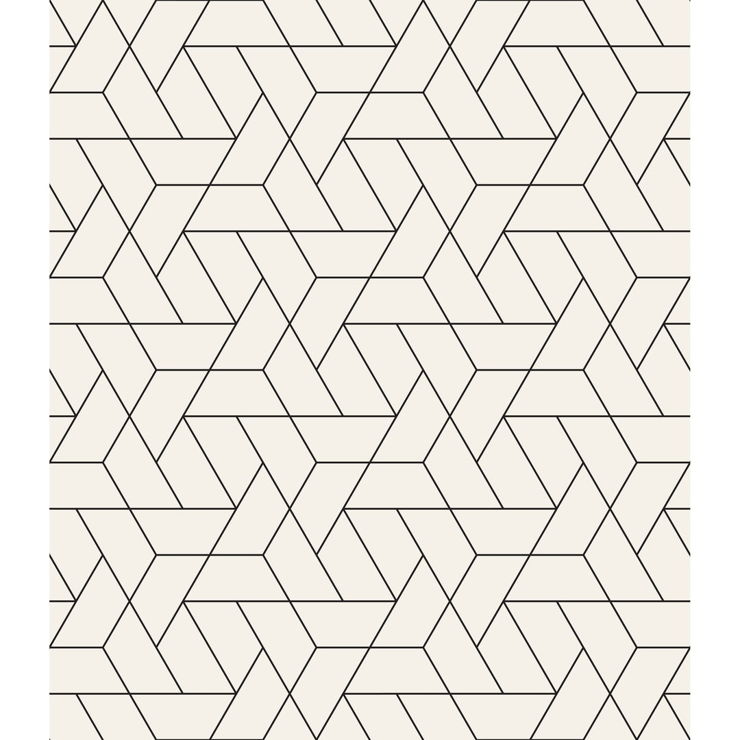 Geometrical Removable Wallpaper 10'ft H X 24''inch W Cream Geometric Modern