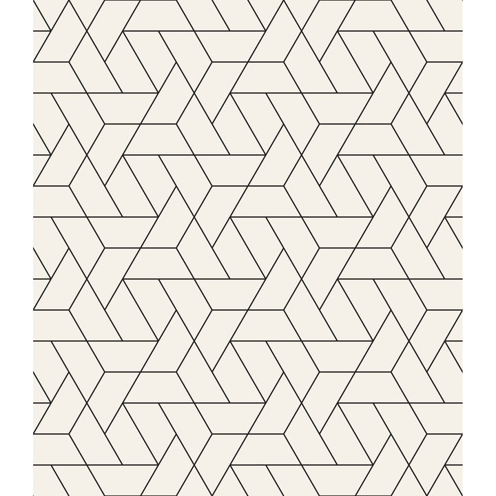 Geometrical Removable Wallpaper 10'ft H X 24''inch W Cream Geometric Modern
