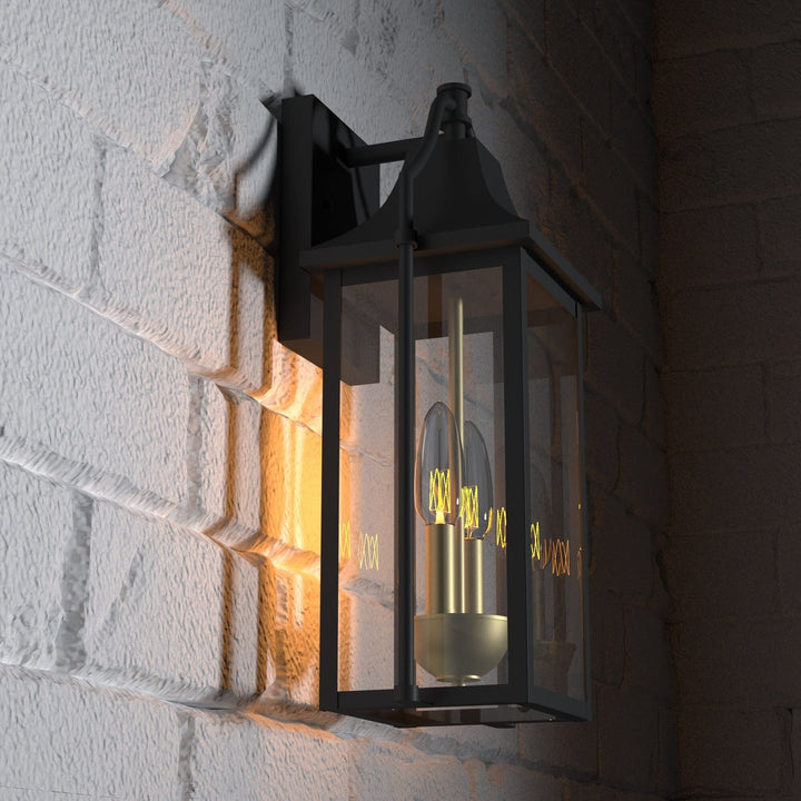 17.6" Black Meal Oudoor Wall Ligh Indusrial Modern Conemporary Glass Dusk - Diamond Home USA