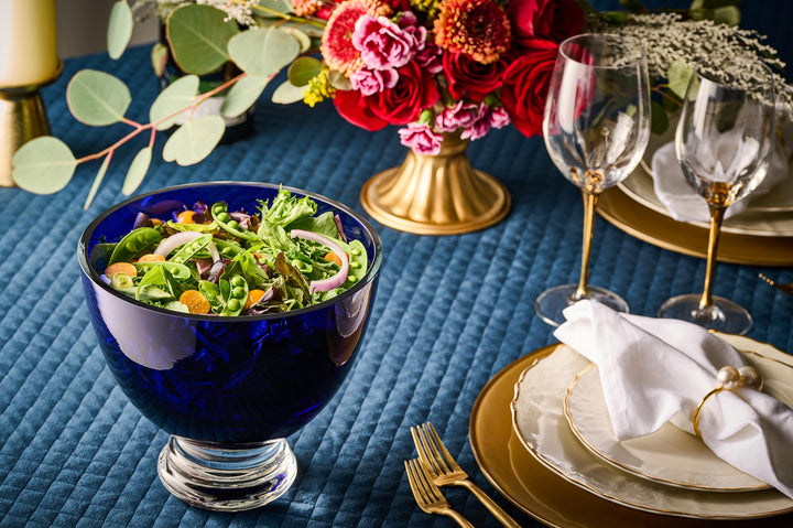 Barski Handmade Glass Round Footed Bowl Cobalt 8.5" D (8.5 Inches Diameter) Made - Diamond Home USA