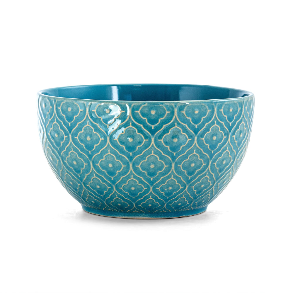 16 Piece Round toneware Dinnerware Set in Aqua Blue Textured Casual Microwave - Diamond Home USA