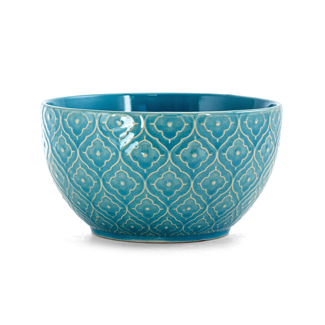 16 Piece Round toneware Dinnerware Set in Aqua Blue Textured Casual Microwave - Diamond Home USA