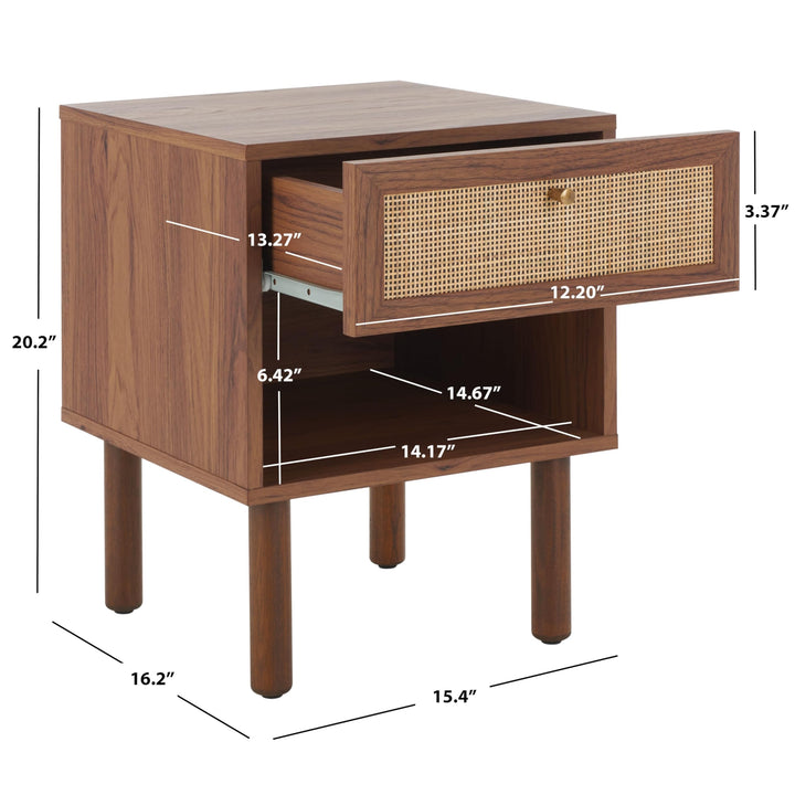Nightstand Brown Natural Modern Contemporary MDF Glossy - Diamond Home USA