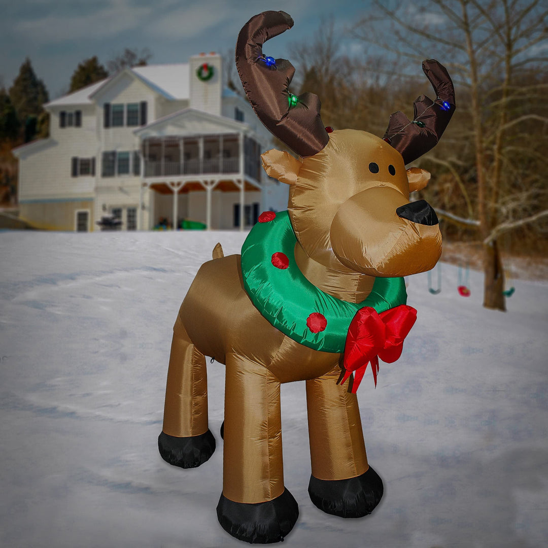 8 Ft. Inflatable Reindeer Outdoor Lighted Christmas Decoration - Diamond Home USA