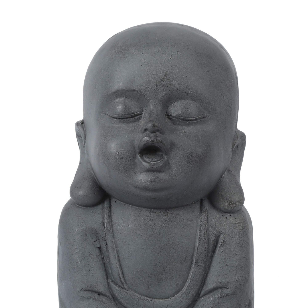Meditating Buddha Garden Statue Grey Oriental Magnesium Oxide Handmade - Diamond Home USA