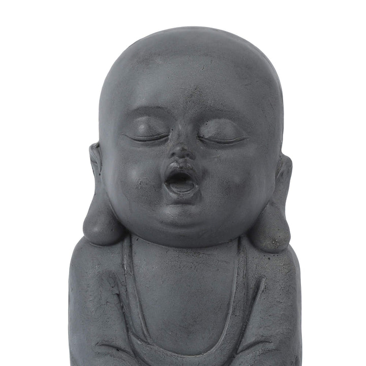 Meditating Buddha Garden Statue Grey Oriental Magnesium Oxide Handmade - Diamond Home USA