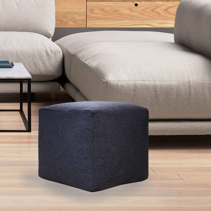 Dark Grey Square Designer Pouf Ottoman Solid Color Bohemian Eclectic Cotton - Diamond Home USA