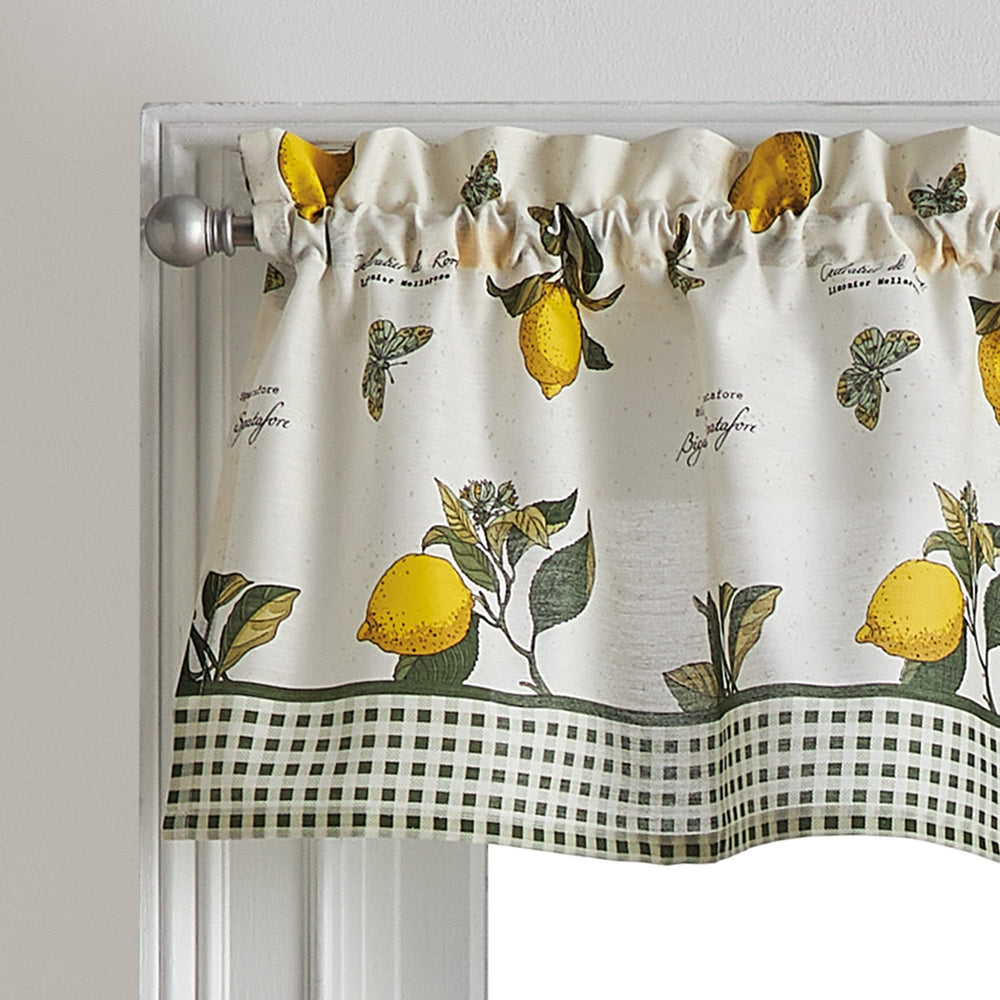 Vintage Lemon 3-Piece Kitchen Curtain ier and Valance Set 1-Valance and 2-36" - Diamond Home USA