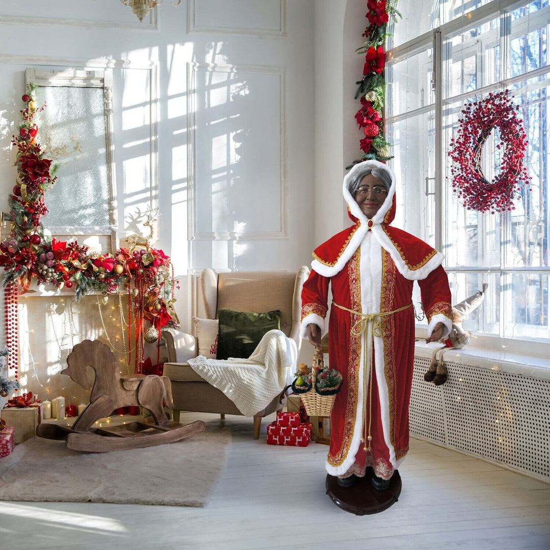 Christmas Time 58-in. African American Dancing Mrs. Claus with Hooded Cloak - Diamond Home USA