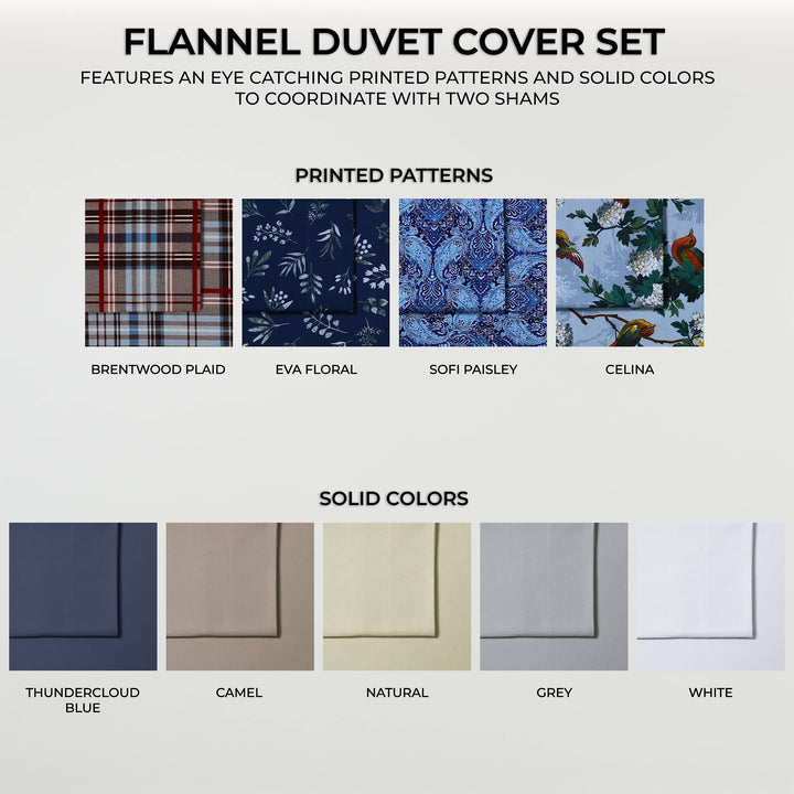 Azores Home Cotton Flannel King Duvet Cover Set Oversized Wrinkle Resistant Soft - Diamond Home USA