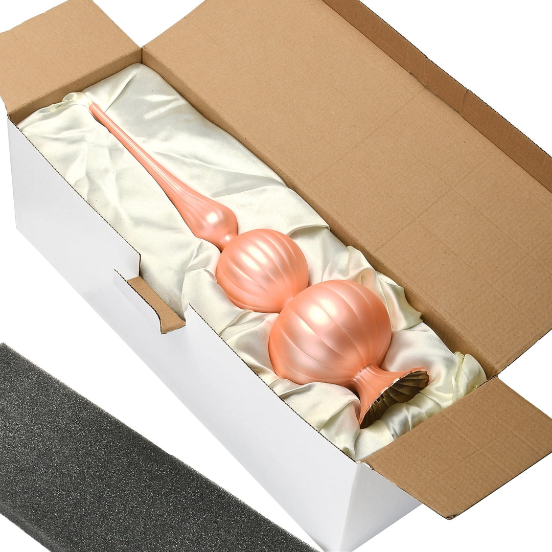 15" Pink Glass Christmas Tree Topper 15 in - Diamond Home USA