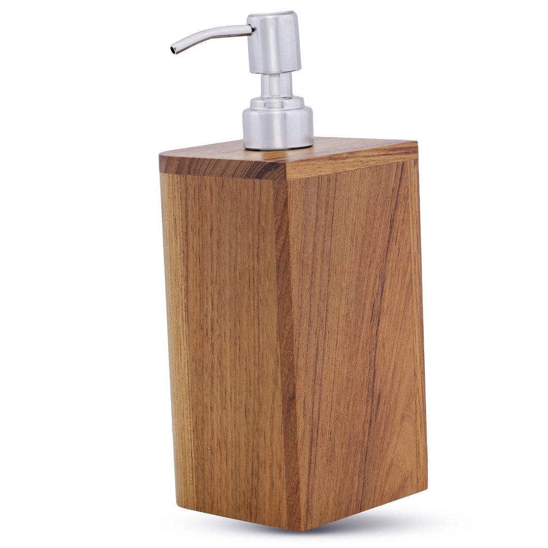Soap Dispenser W/Stainless Steel Pump Teak Single Piece