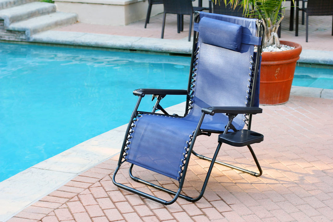 Jeco Oversized Zero Gravity Chair with Sunshade and Drink Tray