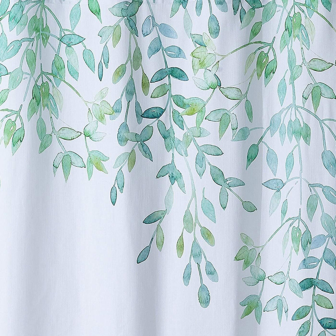 Shower Curtain White Botanical Modern Contemporary Cotton Blend - Diamond Home USA