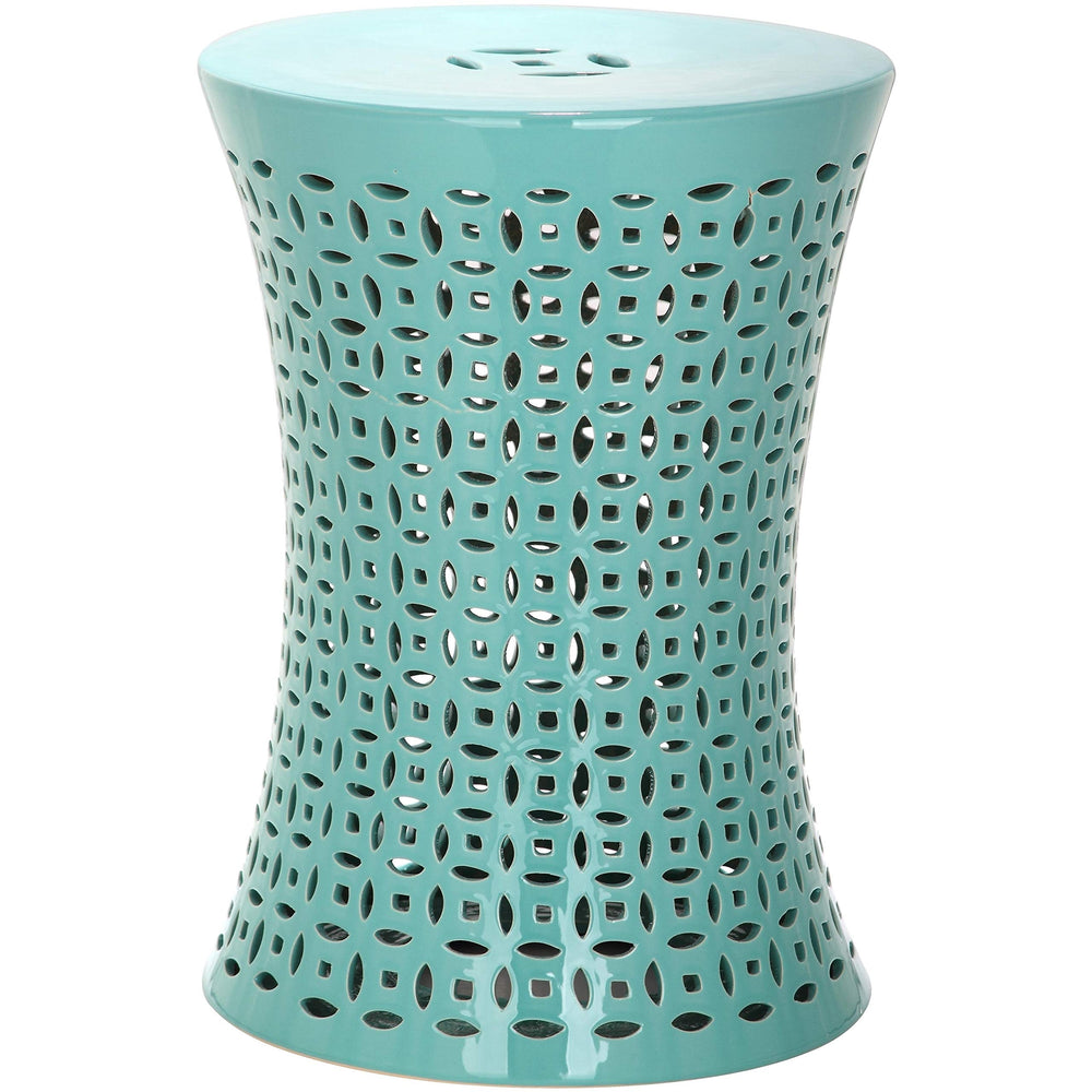 Aqua Garden Stool - 12.5" X 17.5" Green Transitional Ceramic - Diamond Home USA