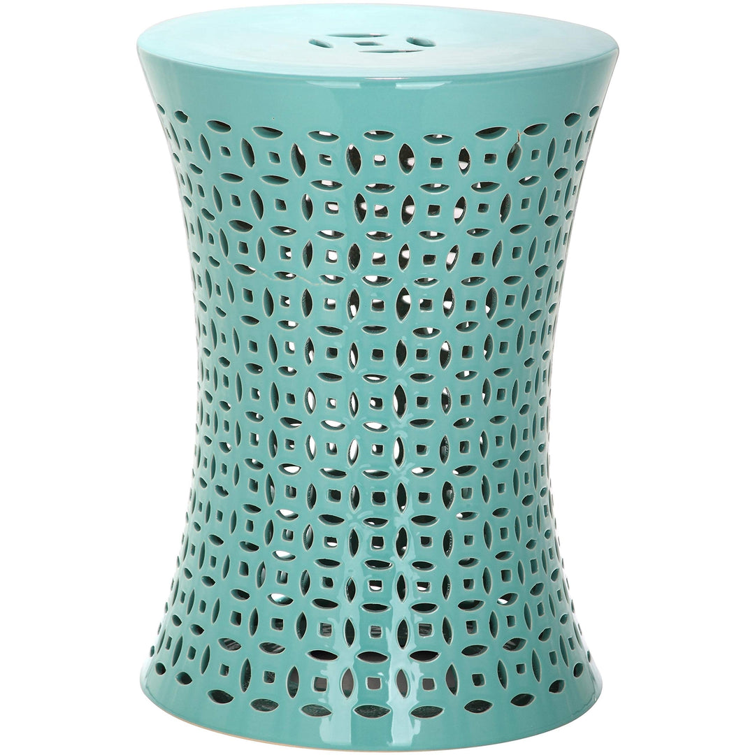 Aqua Garden Stool - 12.5" X 17.5" Green Transitional Ceramic - Diamond Home USA
