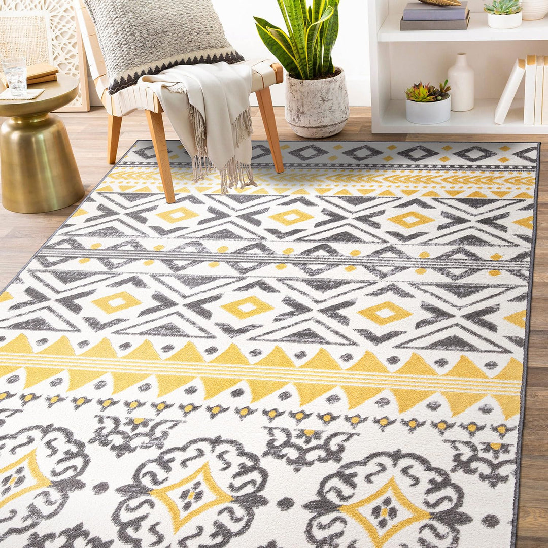 Rugshop Leiria Bohemian Geometric Area Rug 7'10" x 10' Yellow 7'10"x10'
