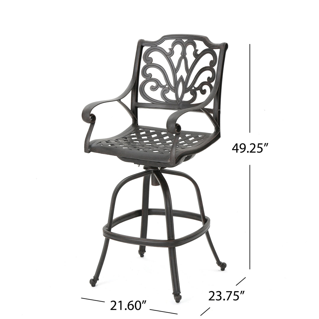 Christopher Knight Home Alfresco Outdoor Bronze Finished Cast Aluminum Barstools - Diamond Home USA