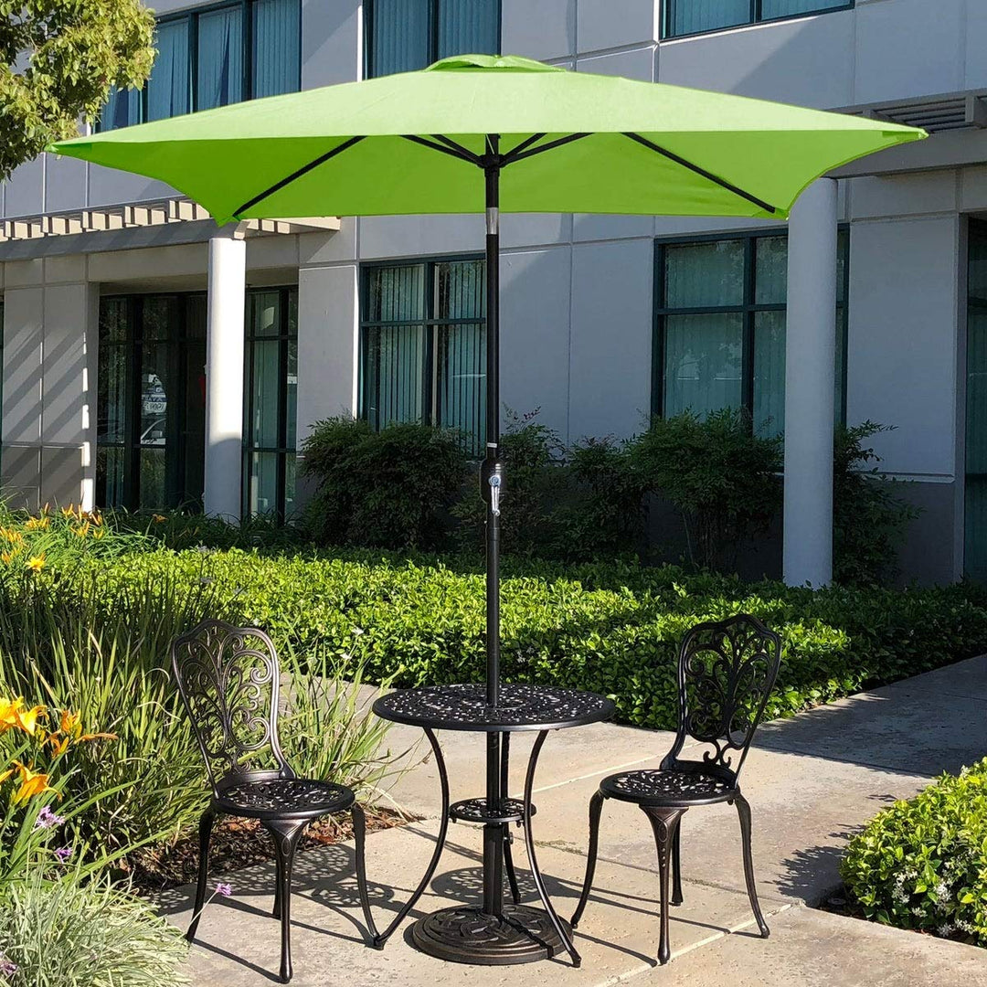 6.5' Square Green Classic Outdoor Table Market Umbrella With Tilt/crank 4 Ribs