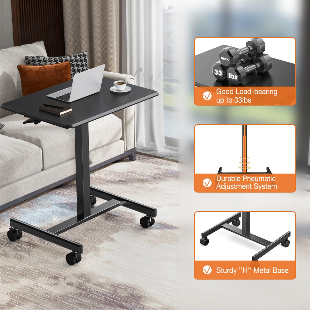 Small Mobile Rolling Standing Desk Black Modern Contemporary Metal - Diamond Home USA