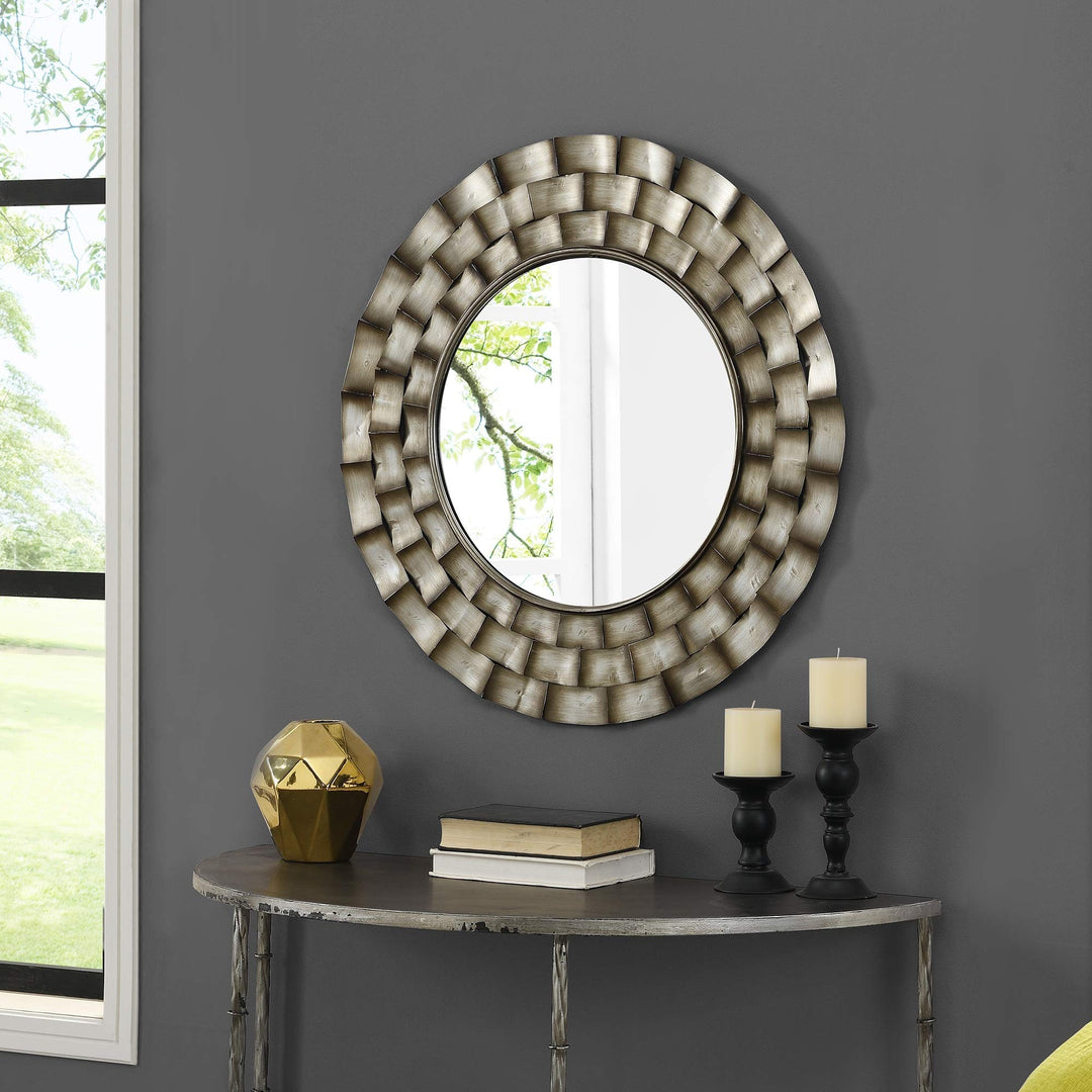 Modern Metal Mirror American Crafted Aged Metallic 31.5 X 0.95 in Grey