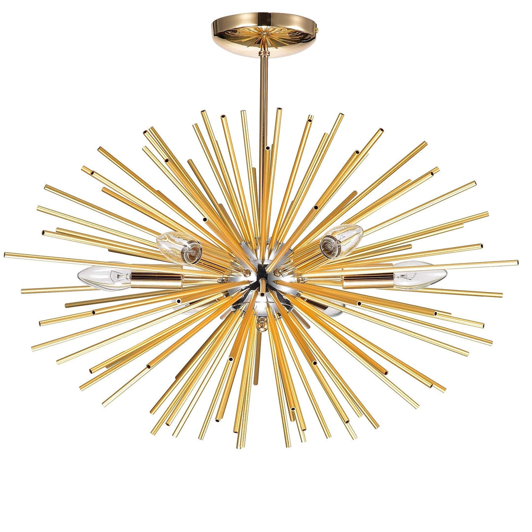Gold 6-Light Sputnik Chandelier Sputnik Flush Mount Industrial Light Fixture - Diamond Home USA