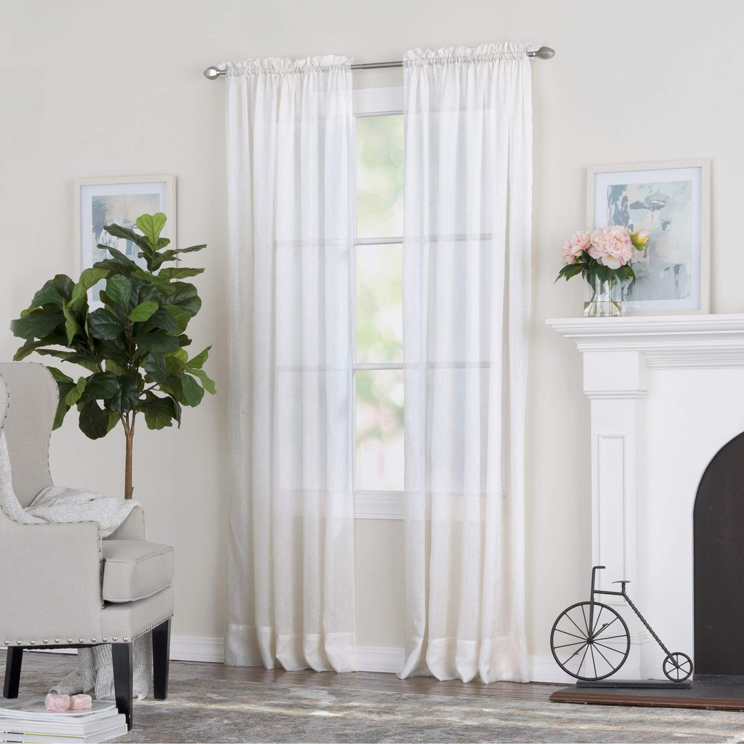 Miller Curtains Preston Sheer 108-Inch Rod Pocket Curtain Panel - 52 108-52 Crimson - Diamond Home USA