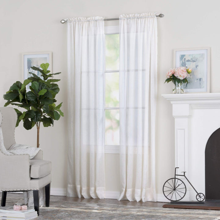 Miller Curtains Preston Sheer 108-Inch Rod Pocket Curtain Panel - 52 108-52 Crimson - Diamond Home USA