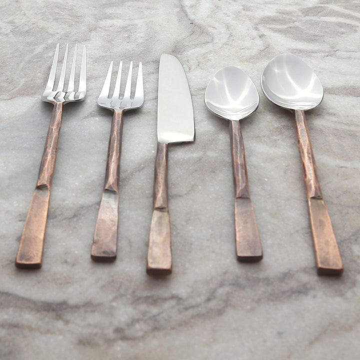 20-piece Copper Antique 4-person Flatware Set Modern Contemporary Stainless - Diamond Home USA