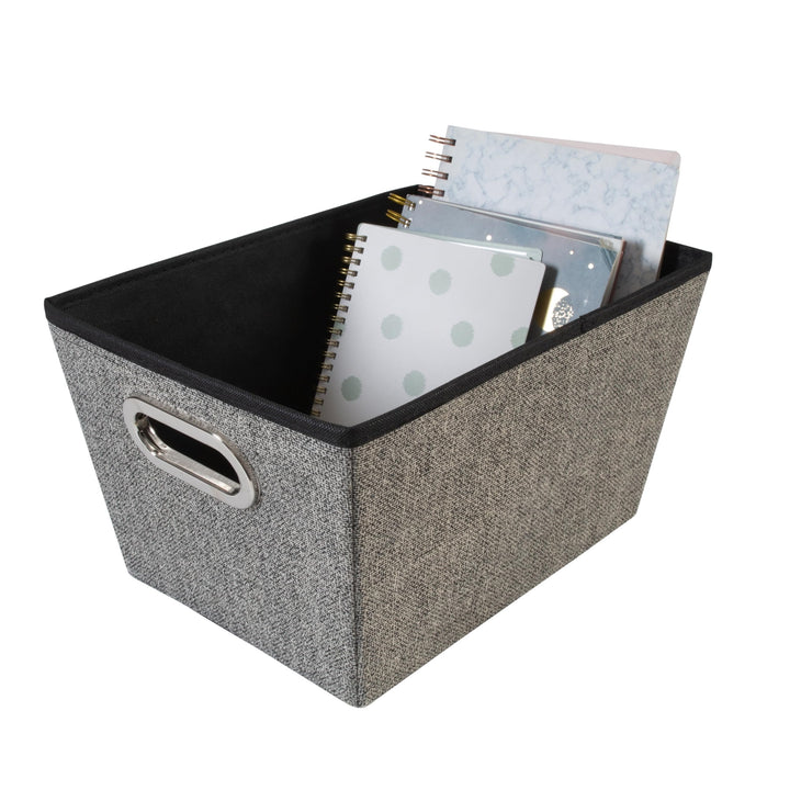 Black Medium Grommet Tote L13"x W10.8"x H7.5" Fabric - Diamond Home USA