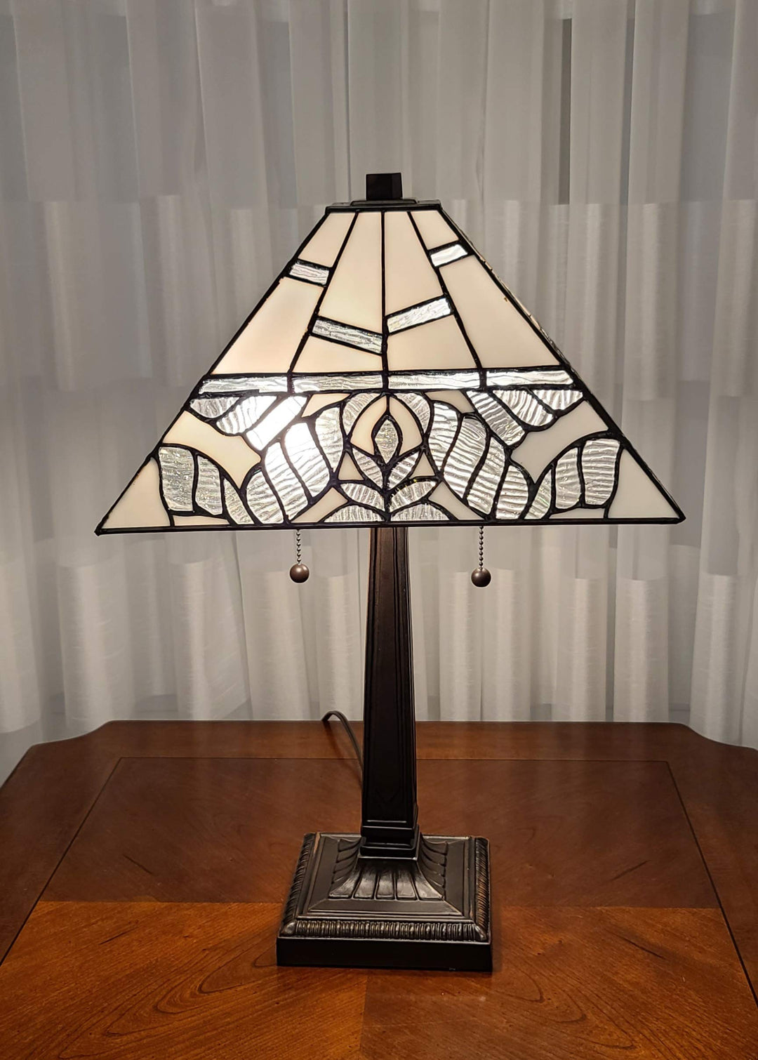 Amora Lighting AM306TL14 Tiffany Style White Mission Table Lamp 22"H x 14"W - Diamond Home USA