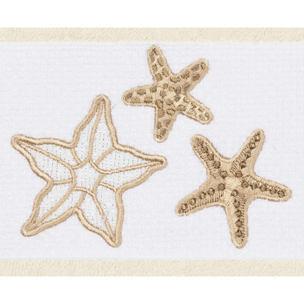 Cream Turkish Cotton Starfish Embroidered Hand Towels (Set of 4) Brown - Diamond Home USA