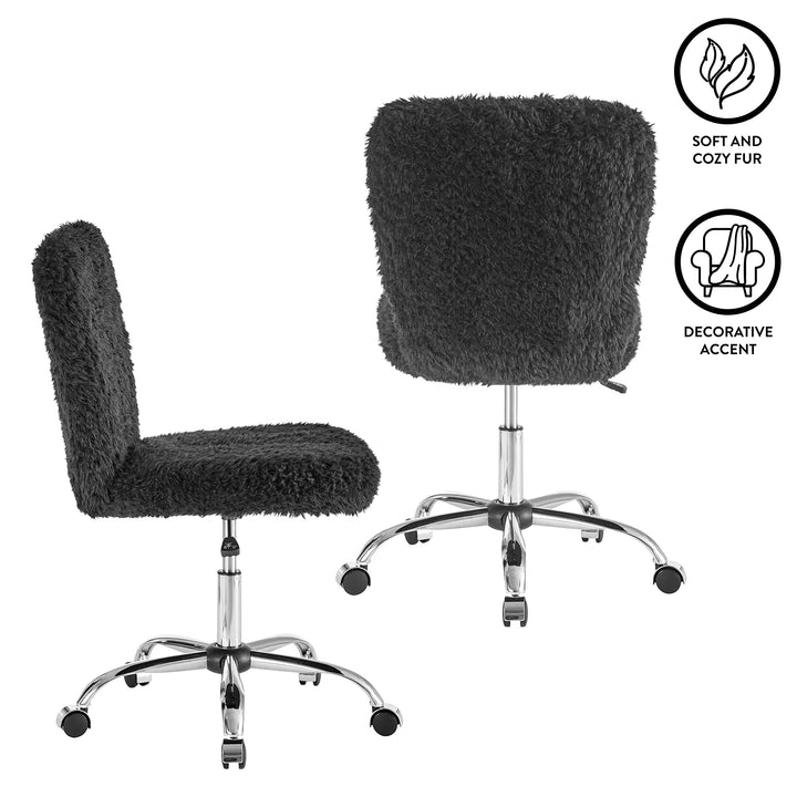 Urban Lifestyle Faux Fur Rolling Chair One Size Black - Diamond Home USA