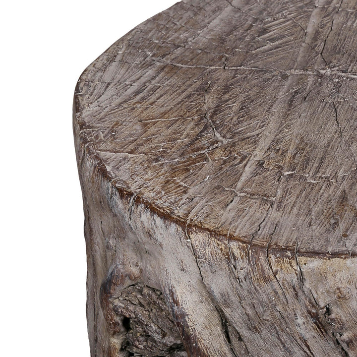 9 Inch Cement Stool Table Tree Stump Design Round Top Classic Brown Modern - Diamond Home USA