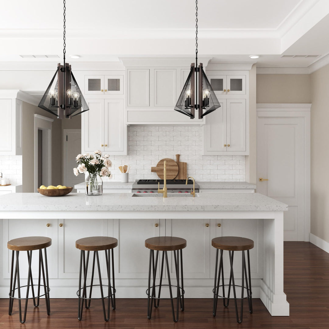 Lighting 4 Light Black Wood Transitional Metal Dimmable - Diamond Home USA