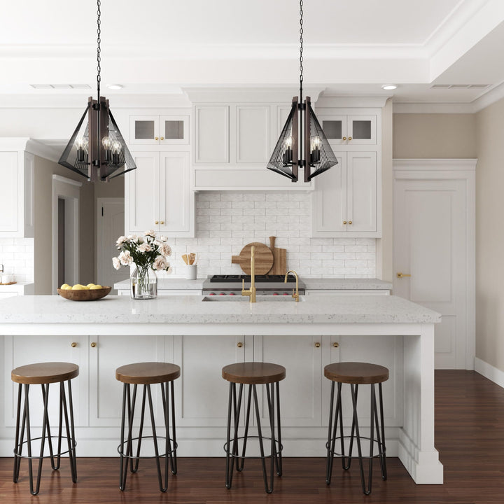 Lighting 4 Light Black Wood Transitional Metal Dimmable - Diamond Home USA