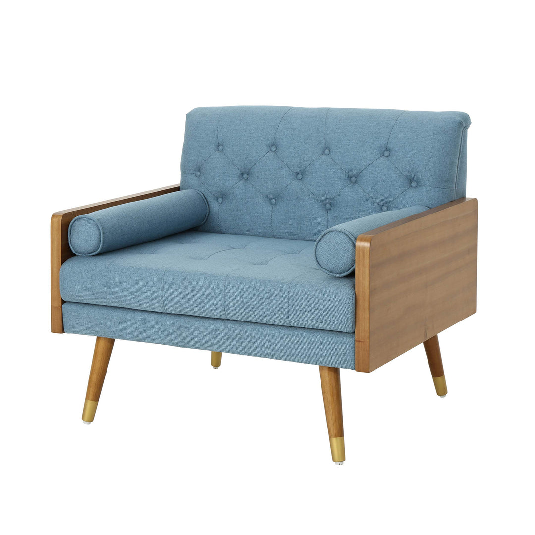 Christopher Knight Home Greta Mid Century Modern Fabric Club Chair Blue Dark