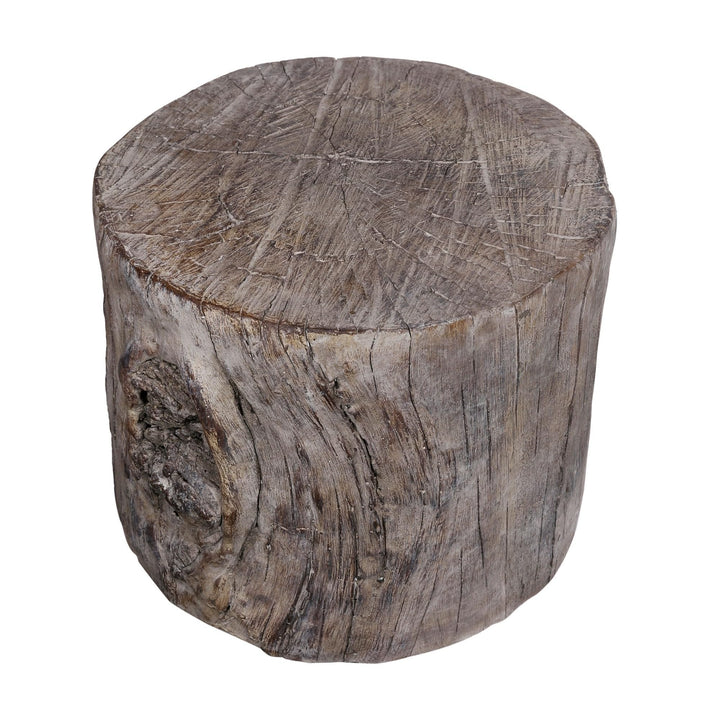 9 Inch Cement Stool Table Tree Stump Design Round Top Classic Brown Modern